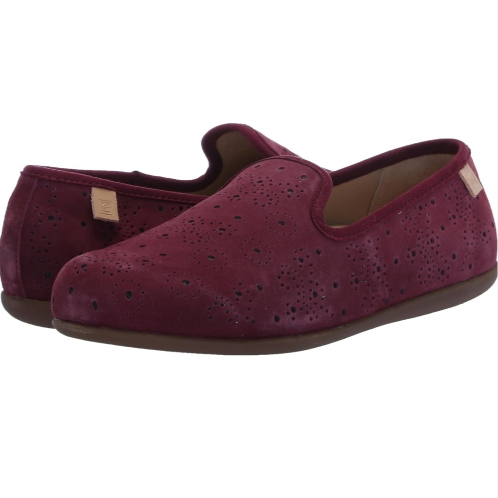 Spenco Footwear Mahogany Burgundy Paisley Ballet Flat Suede Slip-On Shoes 9W BN
